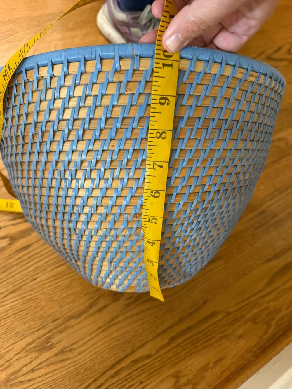 Large Handwoven Blue Decorative Basket Bowl